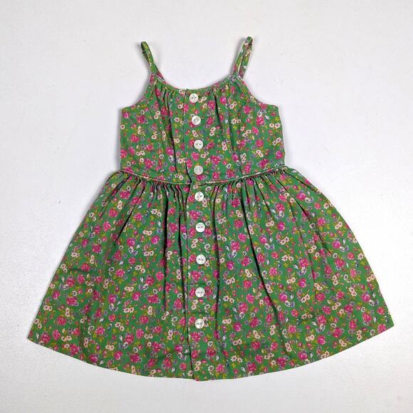 Ralph Lauren Sundress Girls Sz 2T Green Floral Strappy Rose Girly Preppy - Picture 1 of 4